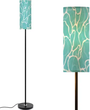 Floor Lamp for Living Room Quiet clear blue water surface seamless pattern Modern flat cartoon Light Stand Lamp with Remote Control Dimmable LED Tall Lamps for Bedrooms Reading Western Home Decor