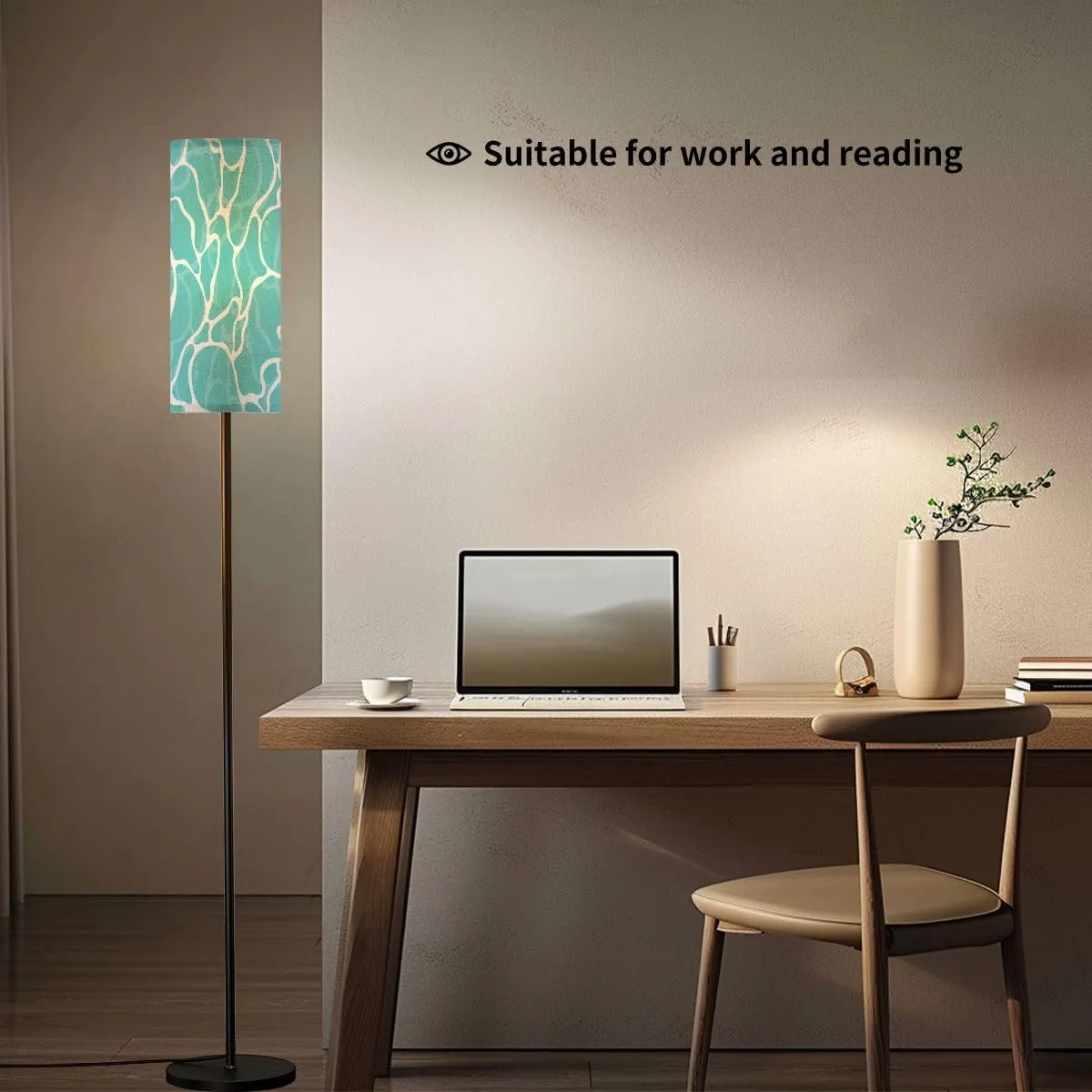 Floor Lamp for Living Room Quiet clear blue water surface seamless pattern Modern flat cartoon Light Stand Lamp with Remote Control Dimmable LED Tall Lamps for Bedrooms Reading Western Home Decor