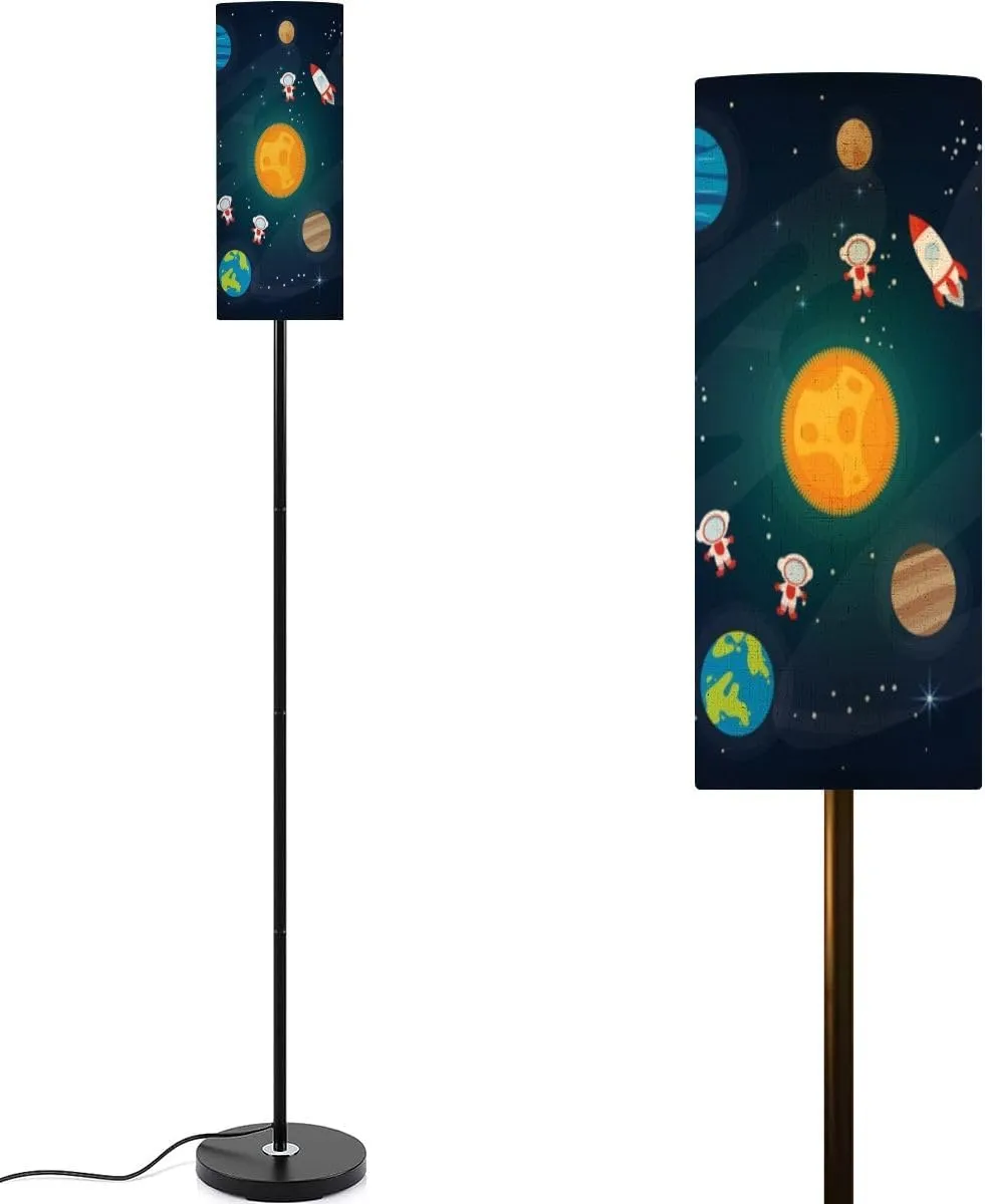 Floor Lamp for Living Room Space Space flat rocket spaceship moon Jupiter satellite astronaut Light Stand Lamp with Remote Control Dimmable LED Tall Lamps for Bedrooms Reading Western Home Decor