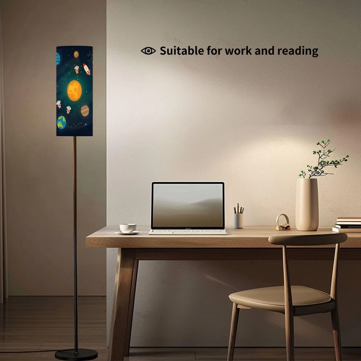 Floor Lamp for Living Room Space Space flat rocket spaceship moon Jupiter satellite astronaut Light Stand Lamp with Remote Control Dimmable LED Tall Lamps for Bedrooms Reading Western Home Decor