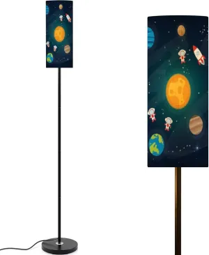 Floor Lamp for Living Room Space Space flat rocket spaceship moon Jupiter satellite astronaut Light Stand Lamp with Remote Control Dimmable LED Tall Lamps for Bedrooms Reading Western Home Decor