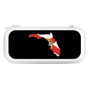 Florida State Flag Map Portable Compatible with Switch Carrying Case Protector Bag with 15 Games Accessories White-Style