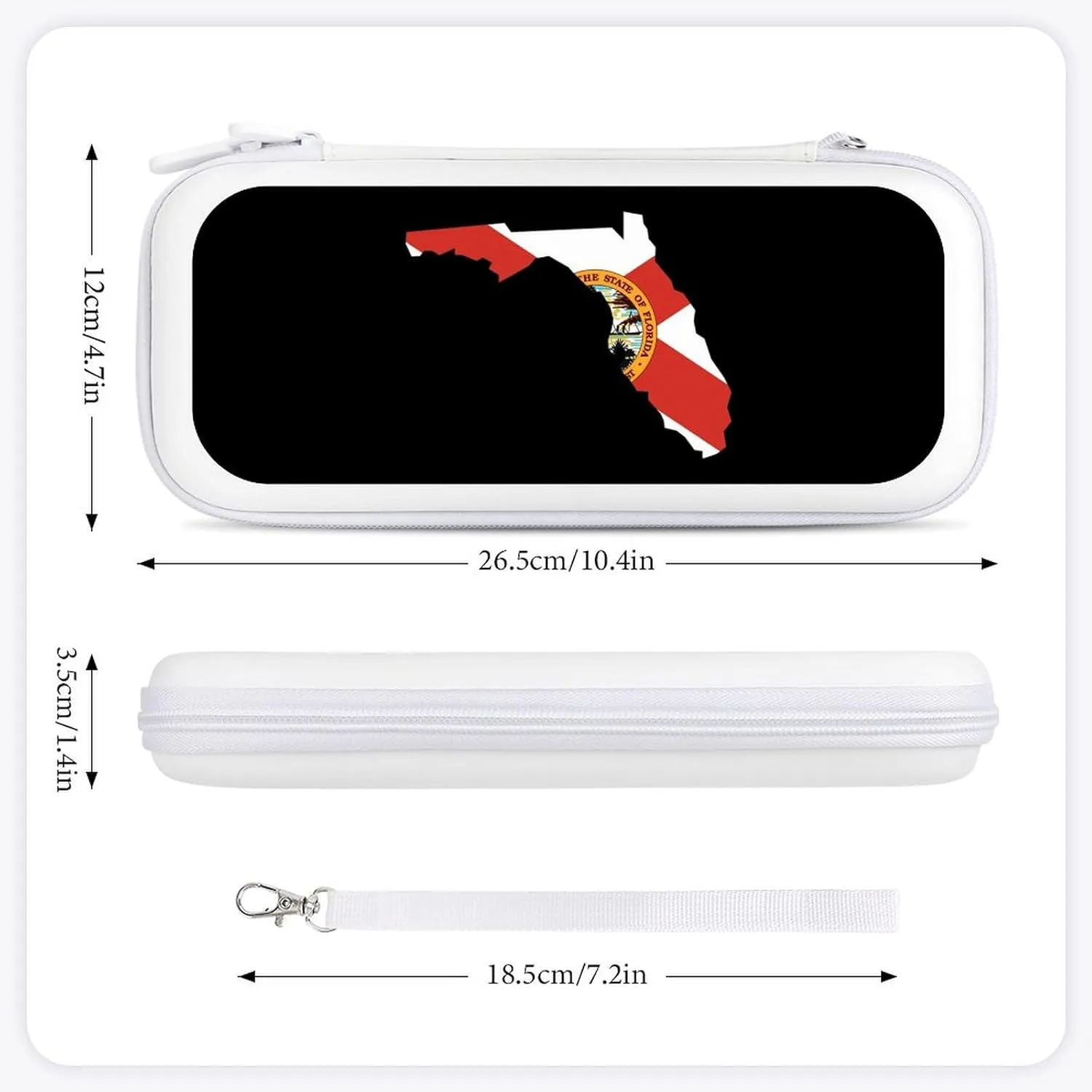 Florida State Flag Map Portable Compatible with Switch Carrying Case Protector Bag with 15 Games Accessories White-Style