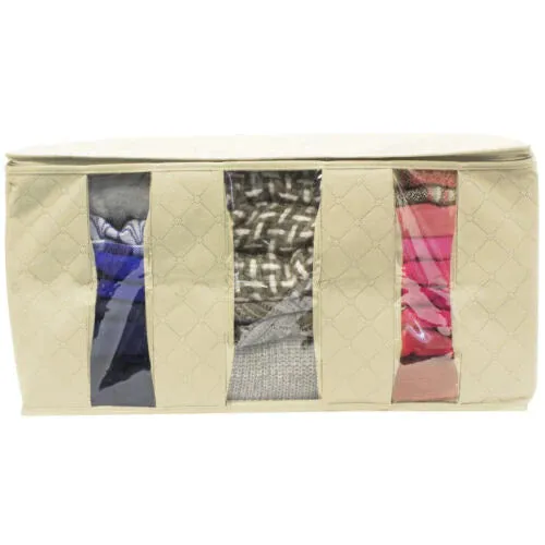 Foldable Storage Bag Organizers 2 Pack Beige