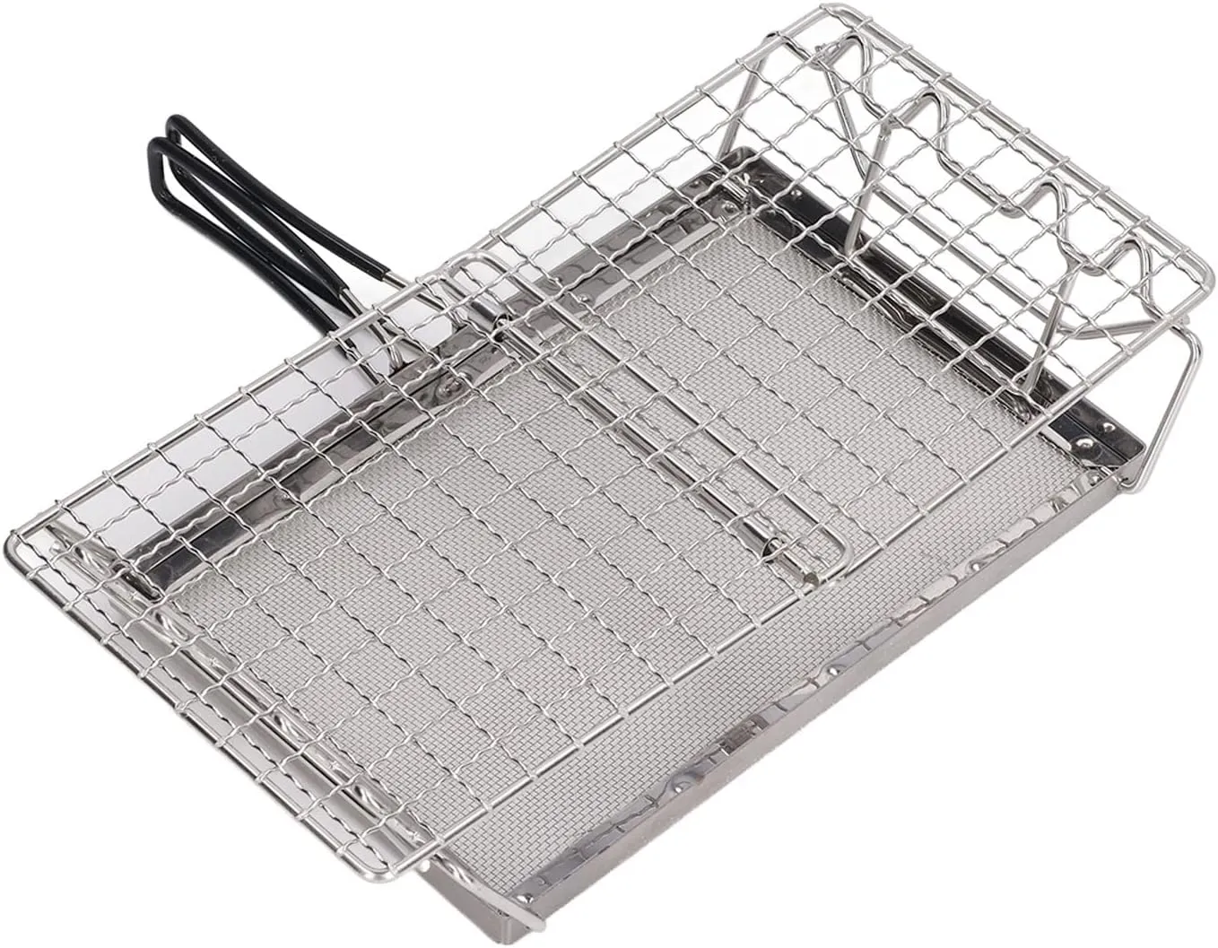 Folding Camp Stove Toaster, 10 X 5.9in 2 Slice Toaster, Stainless Steel Cam Cookware Rack Holder Tray for BBQ Party Outdoor Hiking Cam Fishing