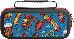 Food Barbecue Beers Carrying Case Compatible with Switch Console Portable Protective Pouch Bag for Accessories and Games