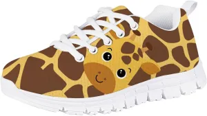 Forchrinse Cute Alpaca Llama Print Girls Running Shoes Lace up Non Slip Tennis Walking Sneakers Fashion Sport Travel School Shoes
