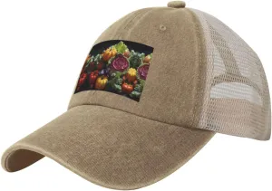 Fresh Cabbage Mesh Trucker Hat Mesh Snapback,Trendy Cowboy Cap for Sports and Headwear