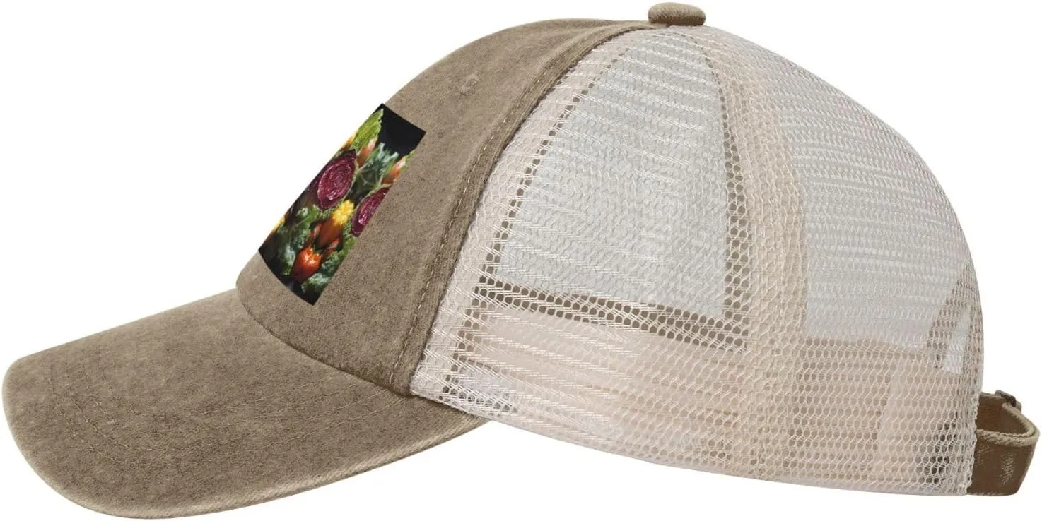Fresh Cabbage Mesh Trucker Hat Mesh Snapback,Trendy Cowboy Cap for Sports and Headwear