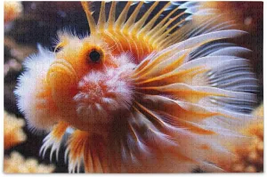 Funny Sea Fish Golden Puzzle Funny Challenging Puzzles Game for Adults, Finished Size 29.5" x 19.7"