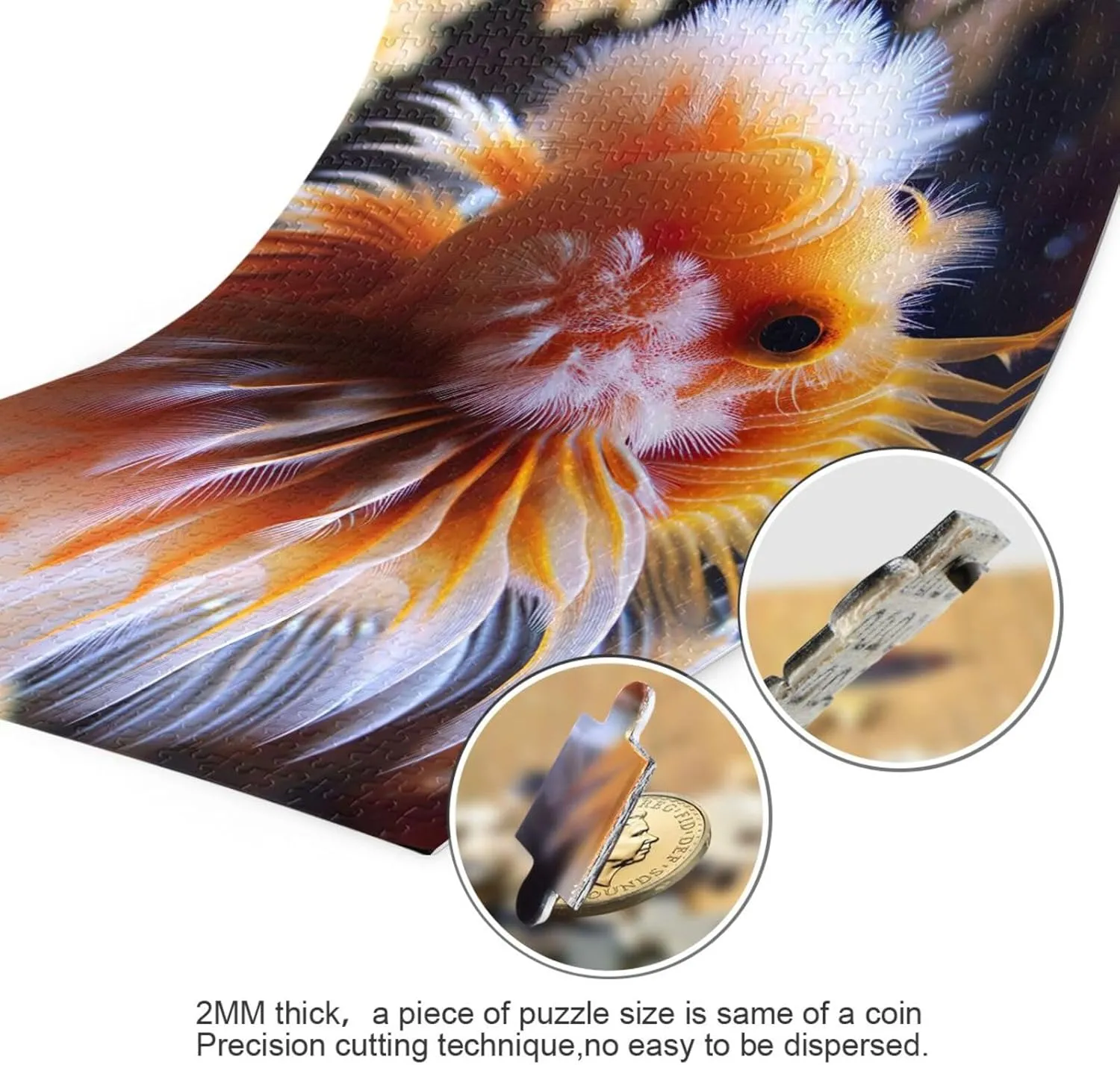 Funny Sea Fish Golden Puzzle Funny Challenging Puzzles Game for Adults, Finished Size 29.5" x 19.7"