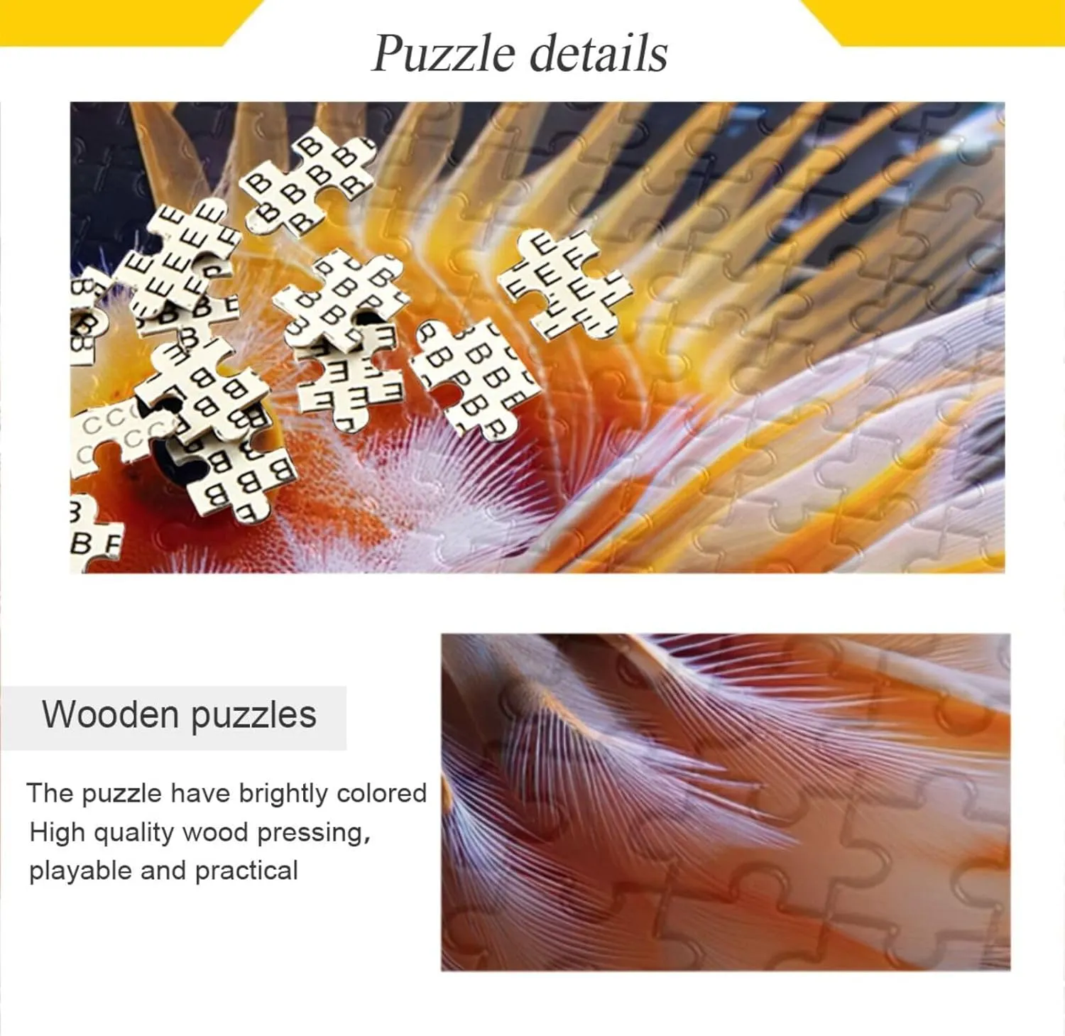 Funny Sea Fish Golden Puzzle Funny Challenging Puzzles Game for Adults, Finished Size 29.5" x 19.7"