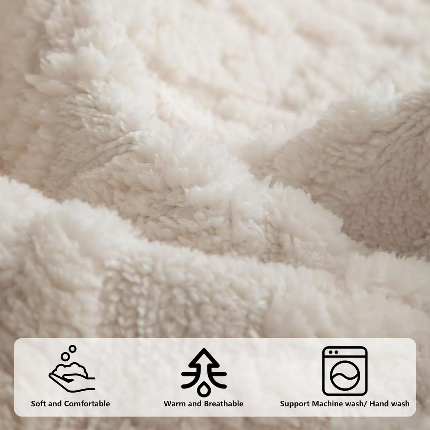 Geometric Jacquard Plush Warm Sofa Couch Cover, Soft Funny Fuzzy Couch Covers, Non Slip Sectional Sofa Slipcover, Cozy Washable Furniture Protector for Kids, Pets (Beige White, 36"x 63")