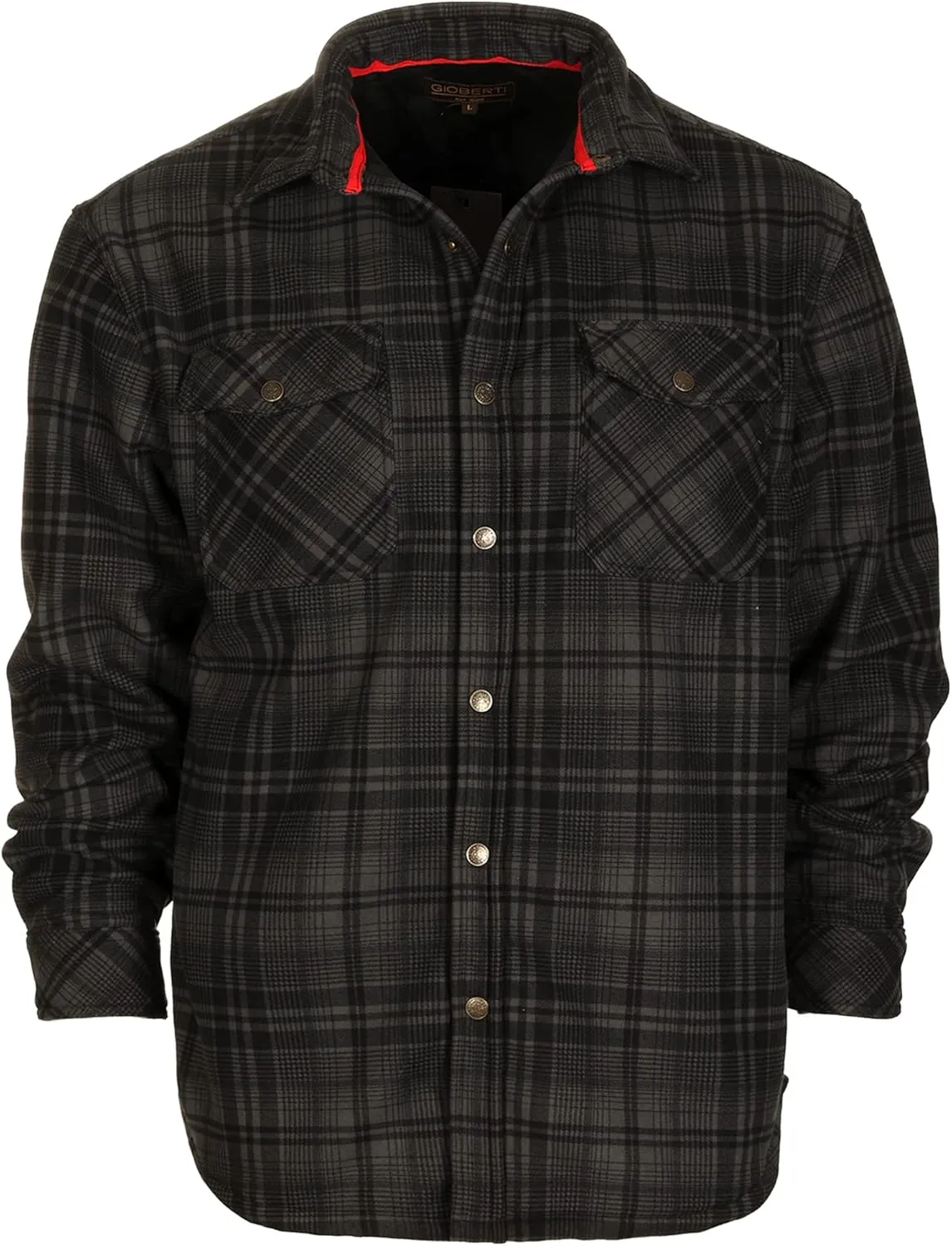 Gioberti Mens Checkered Flannel Jacket With Velvet Underlining