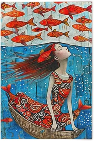 Girl Fish Jigsaw Puzzles for Adults 1000 Pieces,Colorful Puzzle with Mesh Storage Bag,Learning Educational Puzzles for Gift 2013914