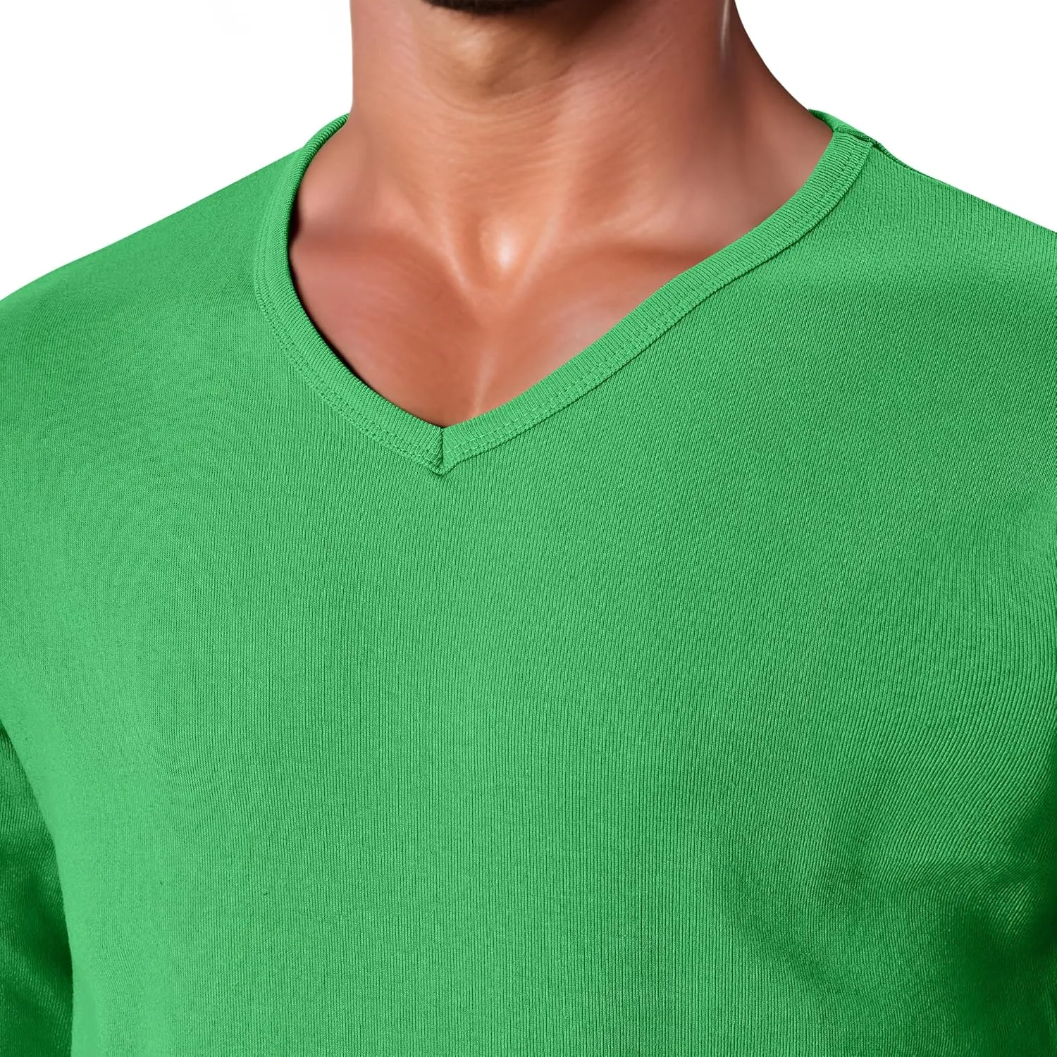 GIVON Men’s Slim Fit V-Neck Long Sleeve T-Shirt – 100% Cotton Ribbed Knit – Midweight Base Layer or Standalone Top
