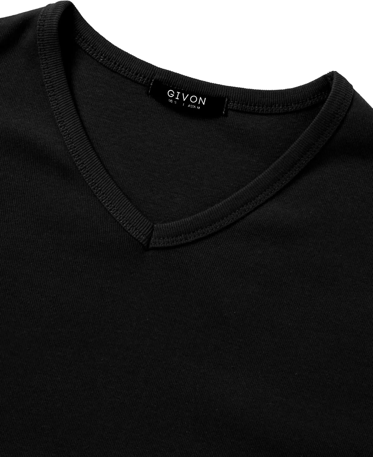 GIVON Men’s Slim Fit V-Neck Long Sleeve T-Shirt – 100% Cotton Ribbed Knit – Midweight Base Layer or Standalone Top