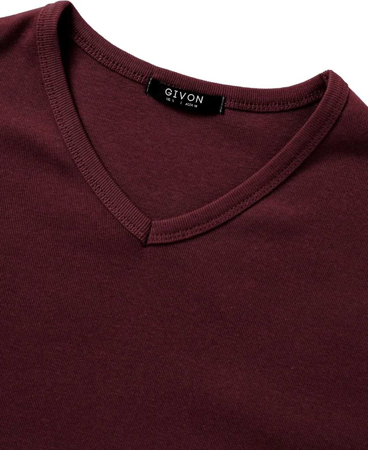 GIVON Men’s Slim Fit V-Neck Long Sleeve T-Shirt – 100% Cotton Ribbed Knit – Midweight Base Layer or Standalone Top