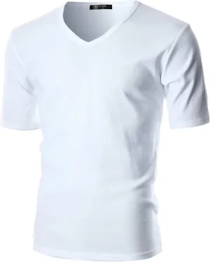 GIVON Men’s Slim Fit V-Neck Long Sleeve T-Shirt – 100% Cotton Ribbed Knit – Midweight Base Layer or Standalone Top