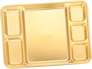 GLEAVI Easy to Clean Stainless Steel Divided Plate Food Storage Plate for Camping Picnic Office