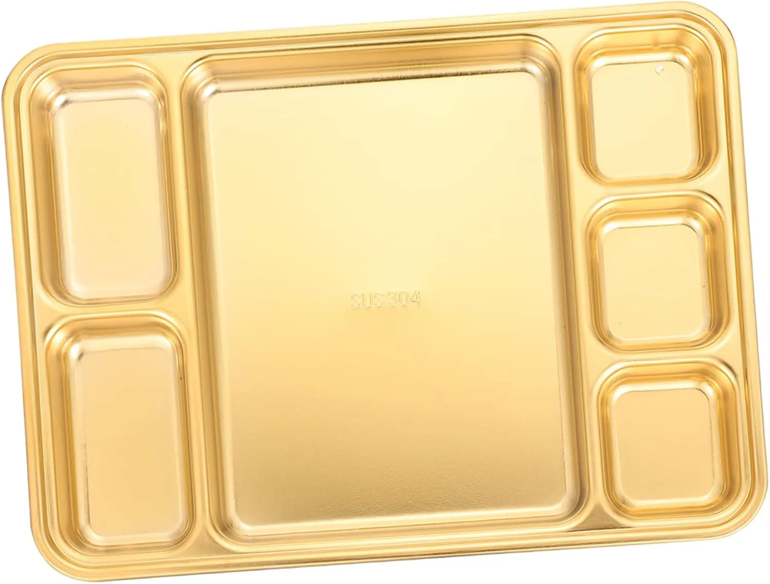 GLEAVI Easy to Clean Stainless Steel Divided Plate Food Storage Plate for Camping Picnic Office