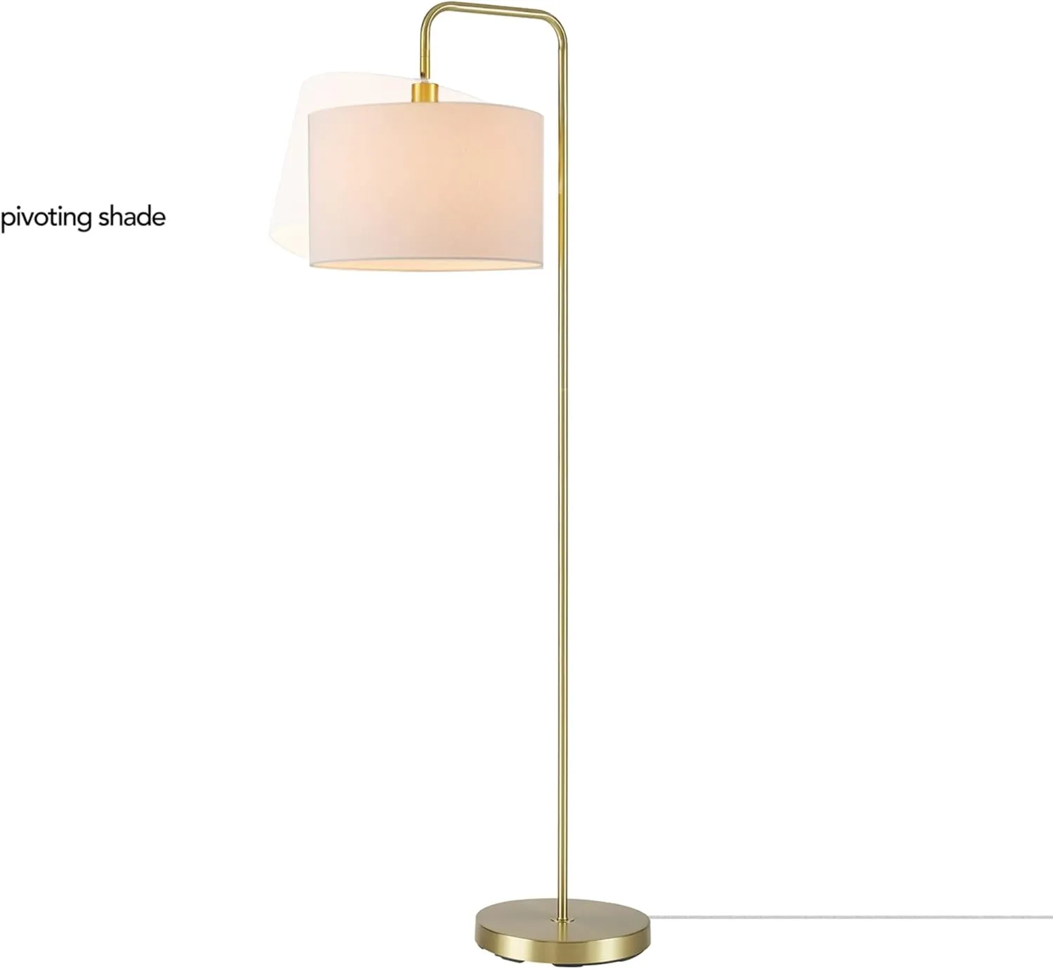 GLOBE Electric 61000021 58" Floor Lamp, Brass, White Linen Shade, On/Off Rotary Switch on Socket, Living Room Decor, Standing Lamps, Tall Lamp for Living-Room Corner