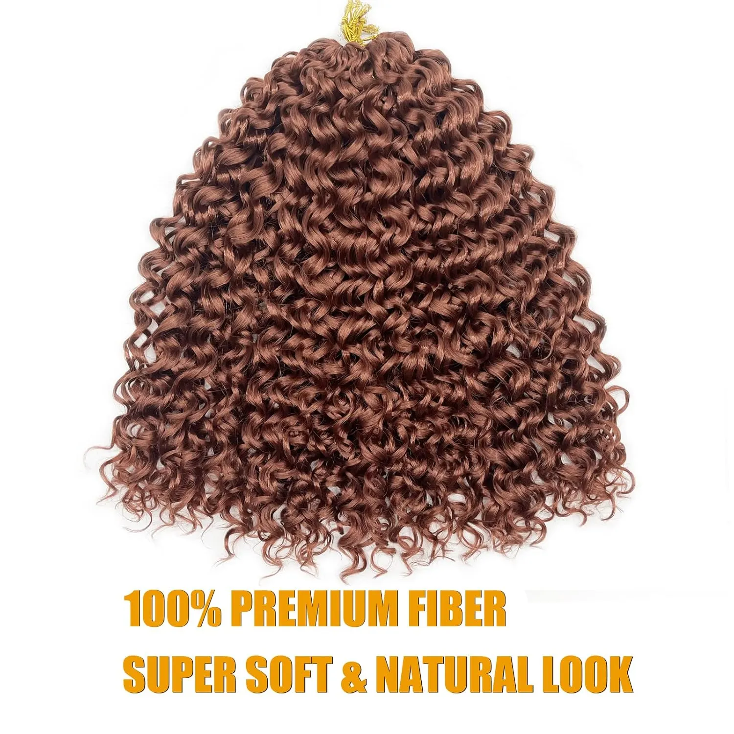 Gogo Curl 14 Inch 8 Packs Curly Crochet Hair for Black Women Ginger Copper Red Color 350 Wavy Beach Curls Crochet Hair Water Wave Synthetic Curly Braiding Hair Extensions(14inch 8pack, #350)