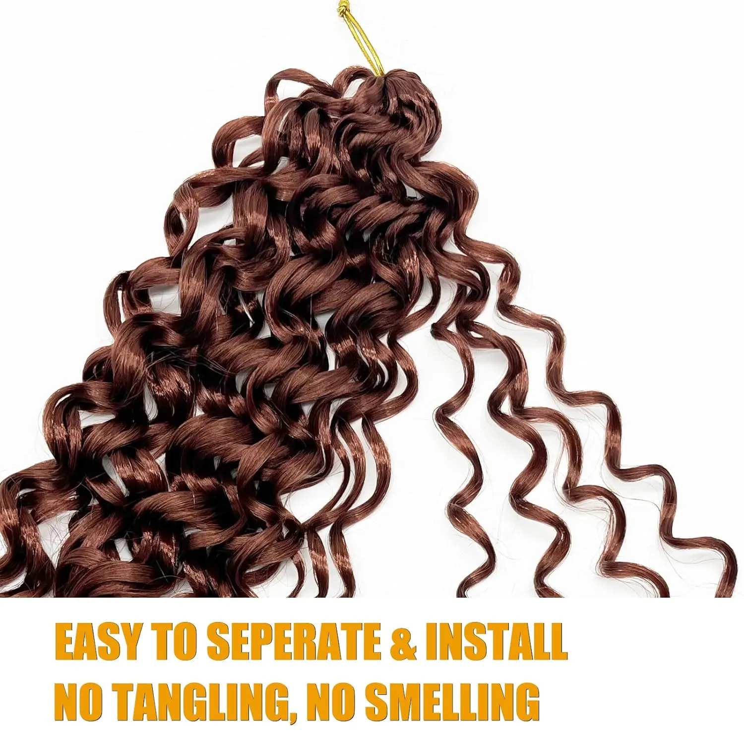 Gogo Curl 14 Inch 8 Packs Curly Crochet Hair for Black Women Ginger Copper Red Color 350 Wavy Beach Curls Crochet Hair Water Wave Synthetic Curly Braiding Hair Extensions(14inch 8pack, #350)