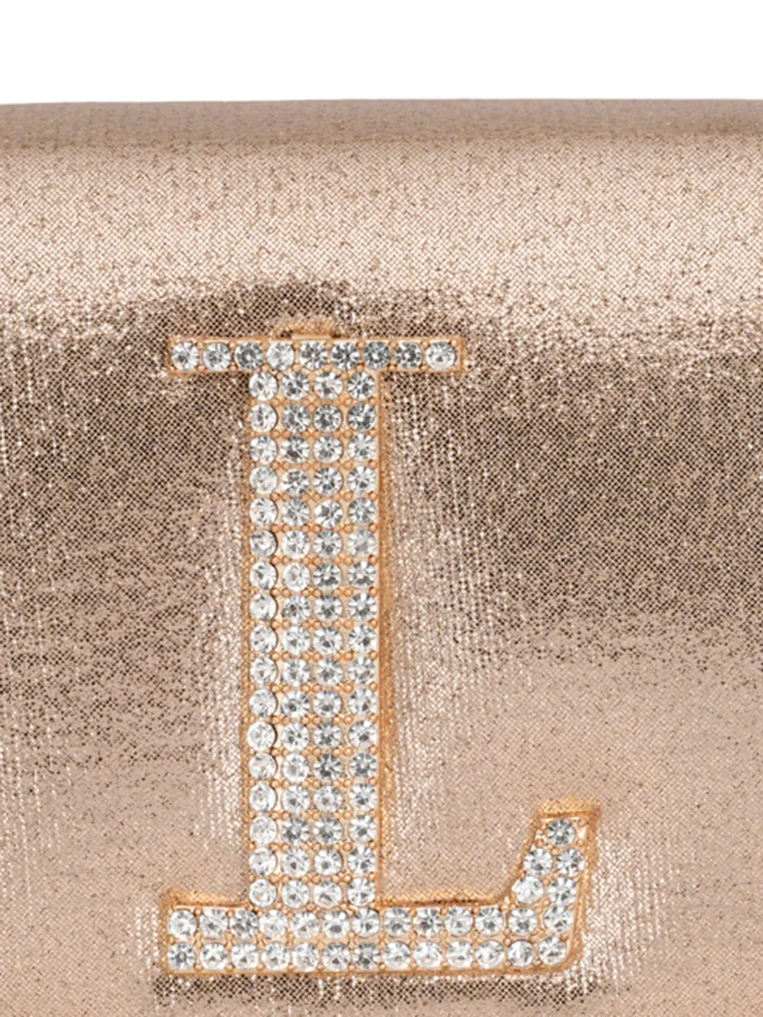 Golden L Alphabhet Intial Embellised Flap Bag