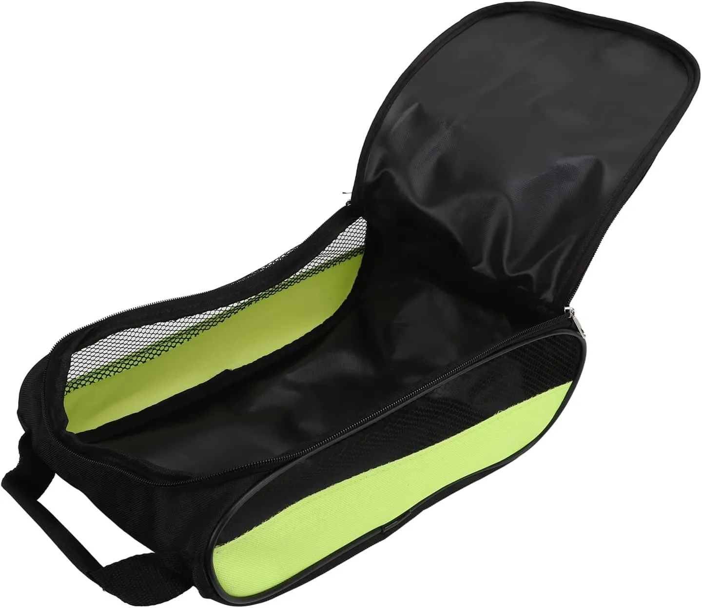 Golf Shoe Bag, Zippered Sport Shoe Carrier Bag with Ventilation for Women and Men, Sport Shoes Bag for Socks, Gloves, Tees, Balls, Brush(Black and Green)