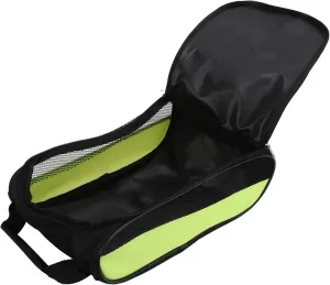 Golf Shoe Bag, Zippered Sport Shoe Carrier Bag with Ventilation for Women and Men, Sport Shoes Bag for Socks, Gloves, Tees, Balls, Brush(Black and Green)