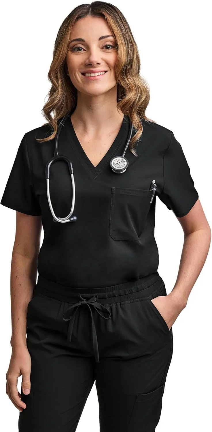 Green Town Scrubs for Women Scrub Set - Jogger Pant and Tuck-in V-Neck Top, 5 Pockets, Yoga Waistband, Nursing Uniform