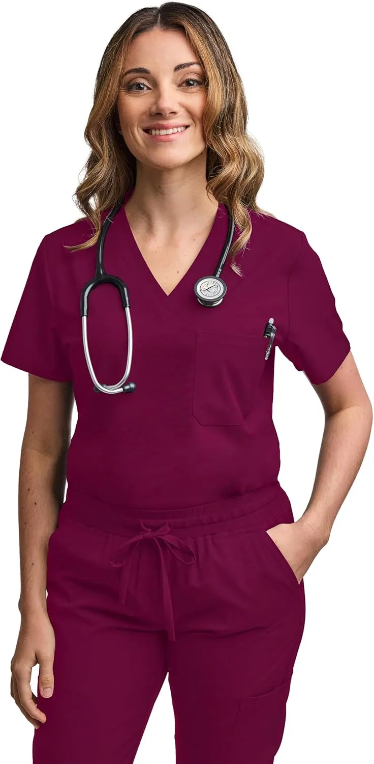 Green Town Scrubs for Women Scrub Set - Jogger Pant and Tuck-in V-Neck Top, 5 Pockets, Yoga Waistband, Nursing Uniform
