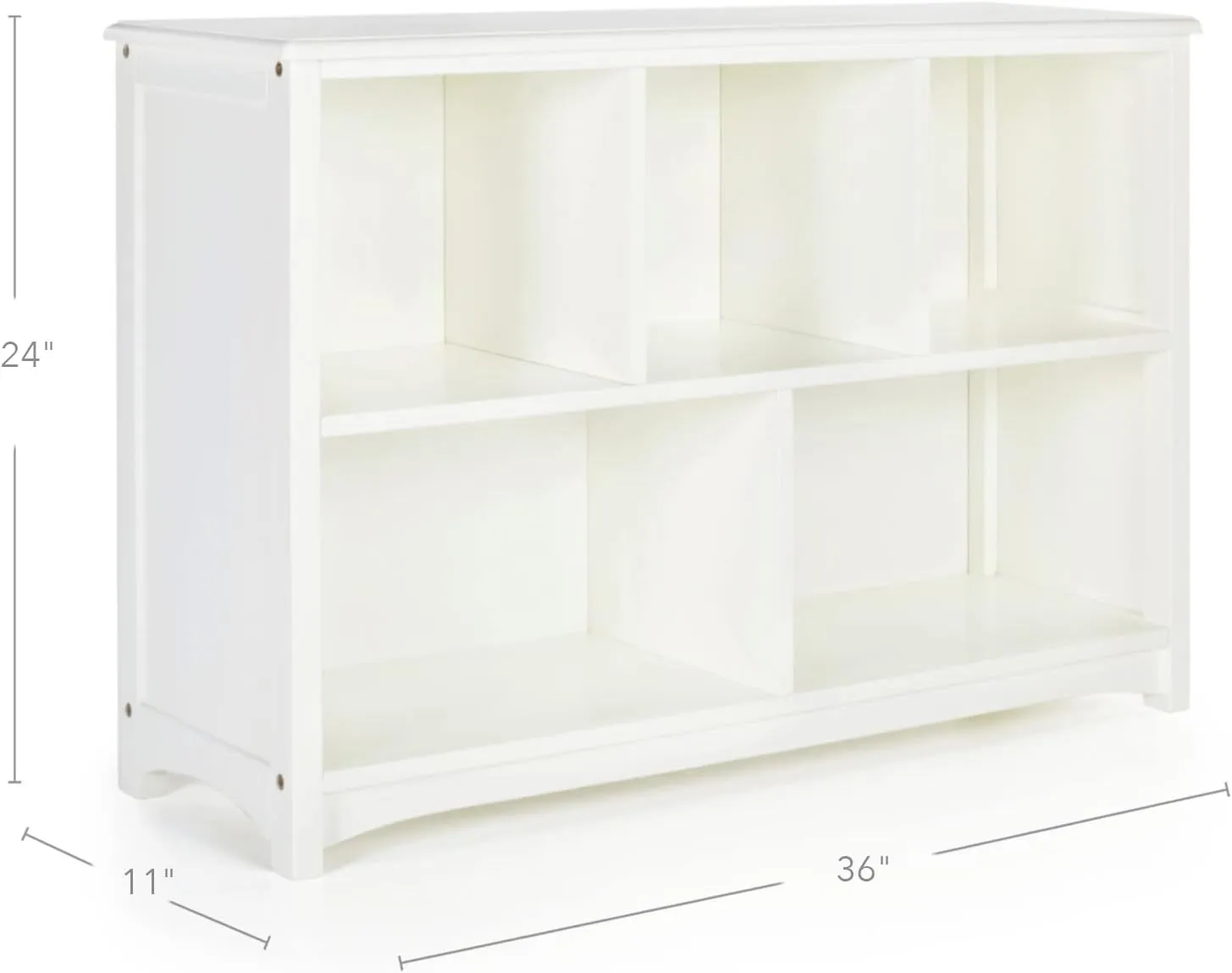 Guidecraft Classic White Bookshelf: Children's 5 Compartment Toy, Bin, Art, Clothes and Bookcase - Wooden Playroom and Bedroom Storage Furniture for Kids