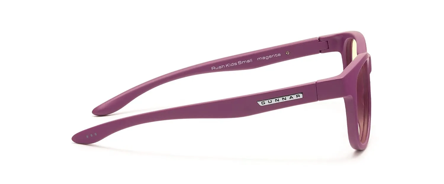 GUNNAR - Premium Gaming and Computer Glasses for Kids (age 4-8) - Blocks 65% Blue Light - Rush, Magenta, Amber Tint