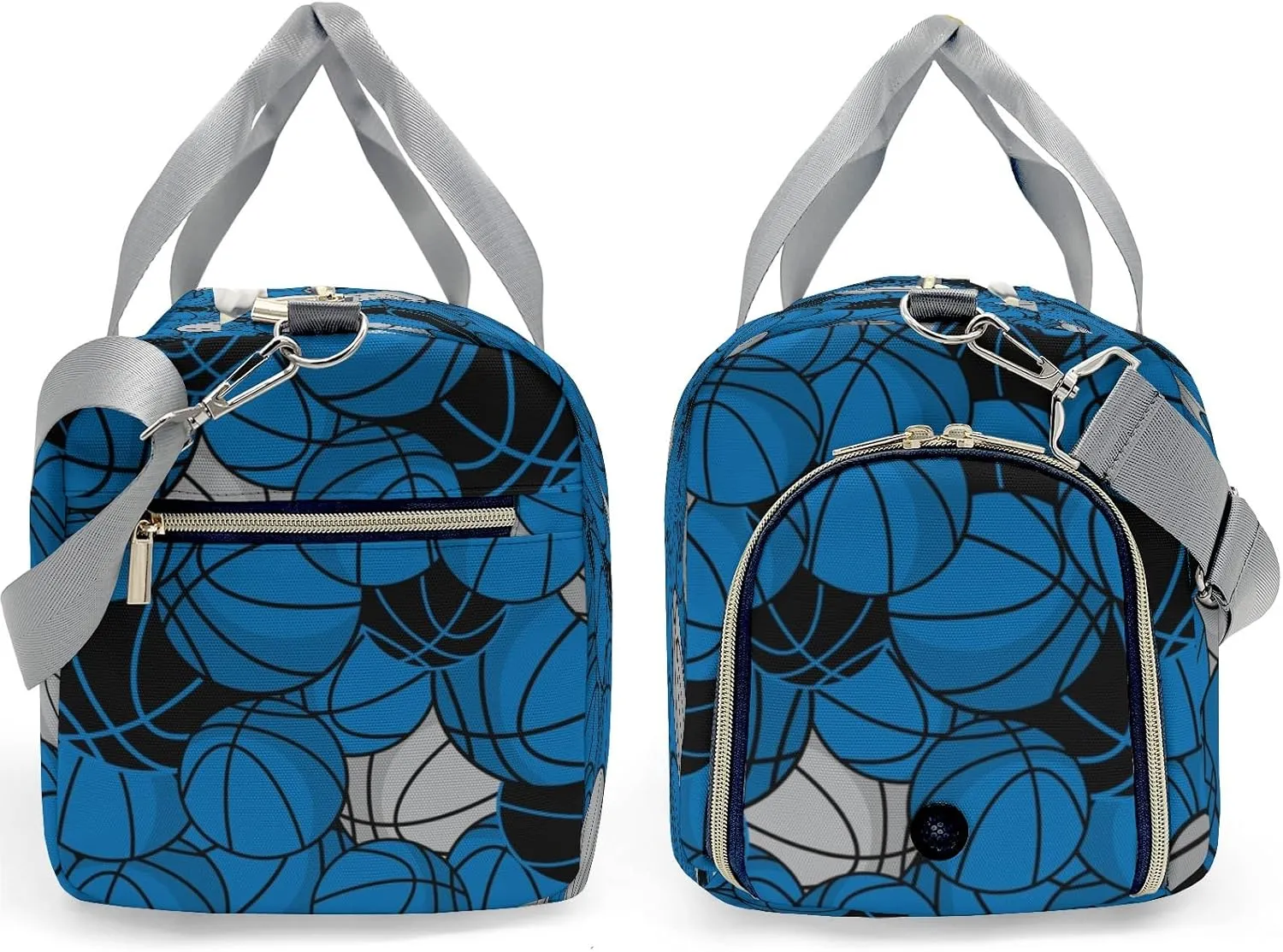 Gym Bags Custom Basketball Blue Black Gray Duffel Bag with Name Adjustable Shoulder Strap Travel Bag for Teens