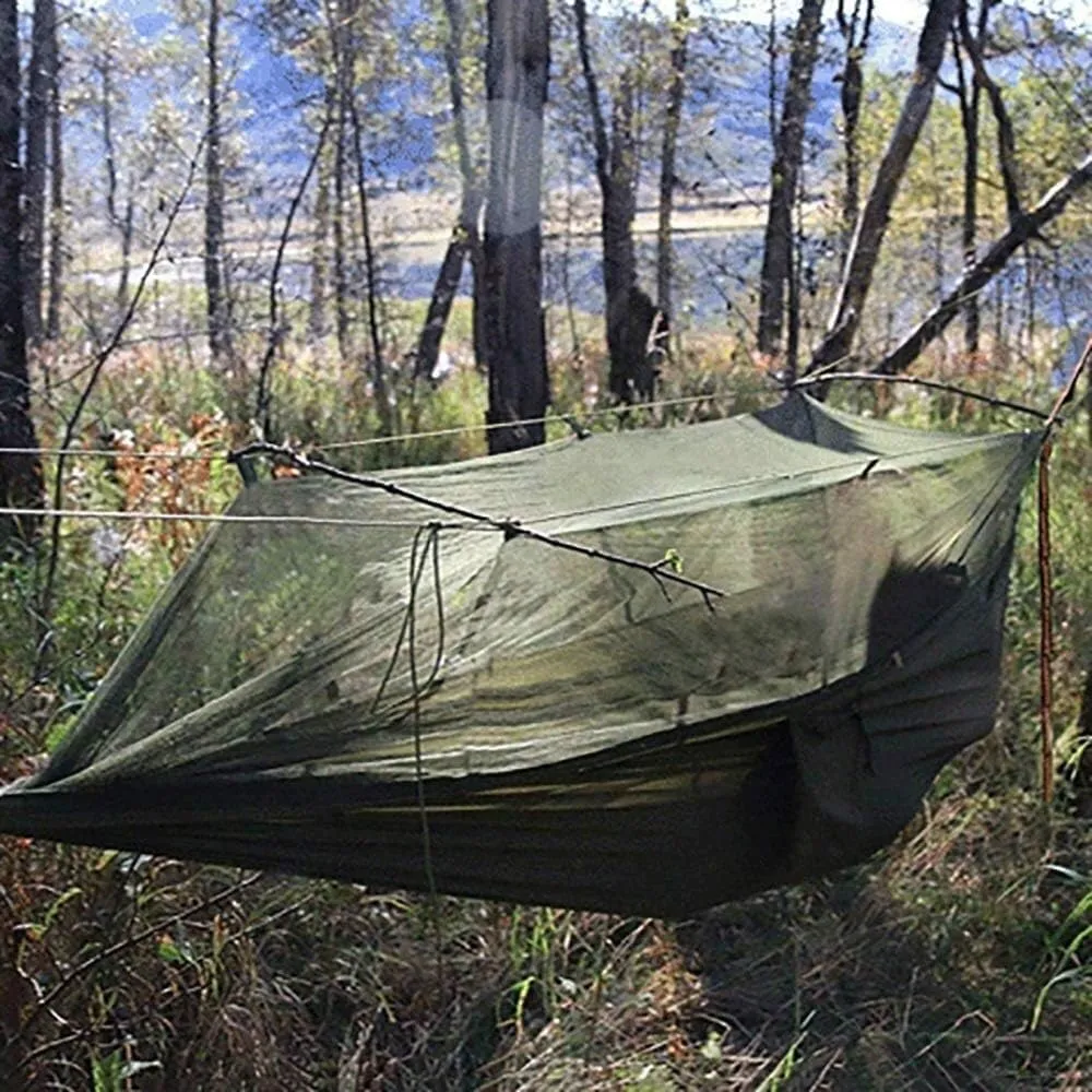 Hammock Mosquito Net Hammock Outdoor Camping Increase Double Outdoor Recreational Camping Mosquito Net(Armygreen)
