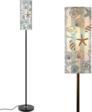 Hand drawn sea shells vita marine design elements for prints patterns Modern Floor Lamp Minimalist Standing Lamps for Living Room LED Corner Lamp Remote Control Metal Pole Lamp for Bedroom, Reading