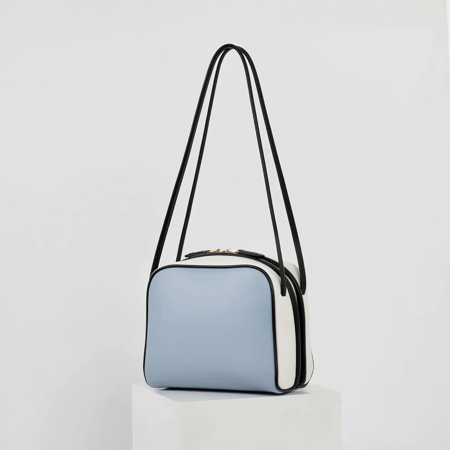 Handmade Leather Small Square Handbag For Women Versatile Collision Color Shoulder Commuting Underarm Bag