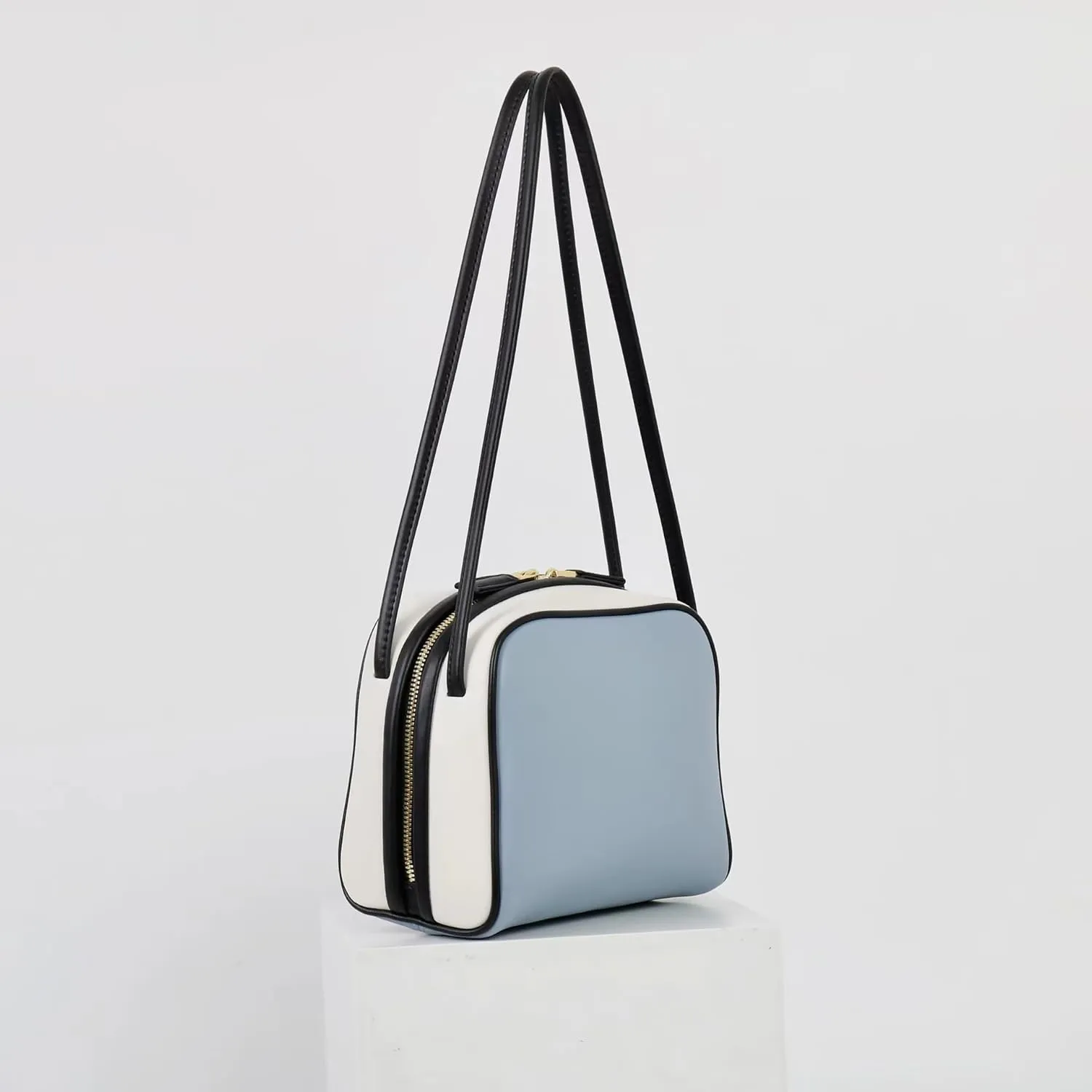 Handmade Leather Small Square Handbag For Women Versatile Collision Color Shoulder Commuting Underarm Bag