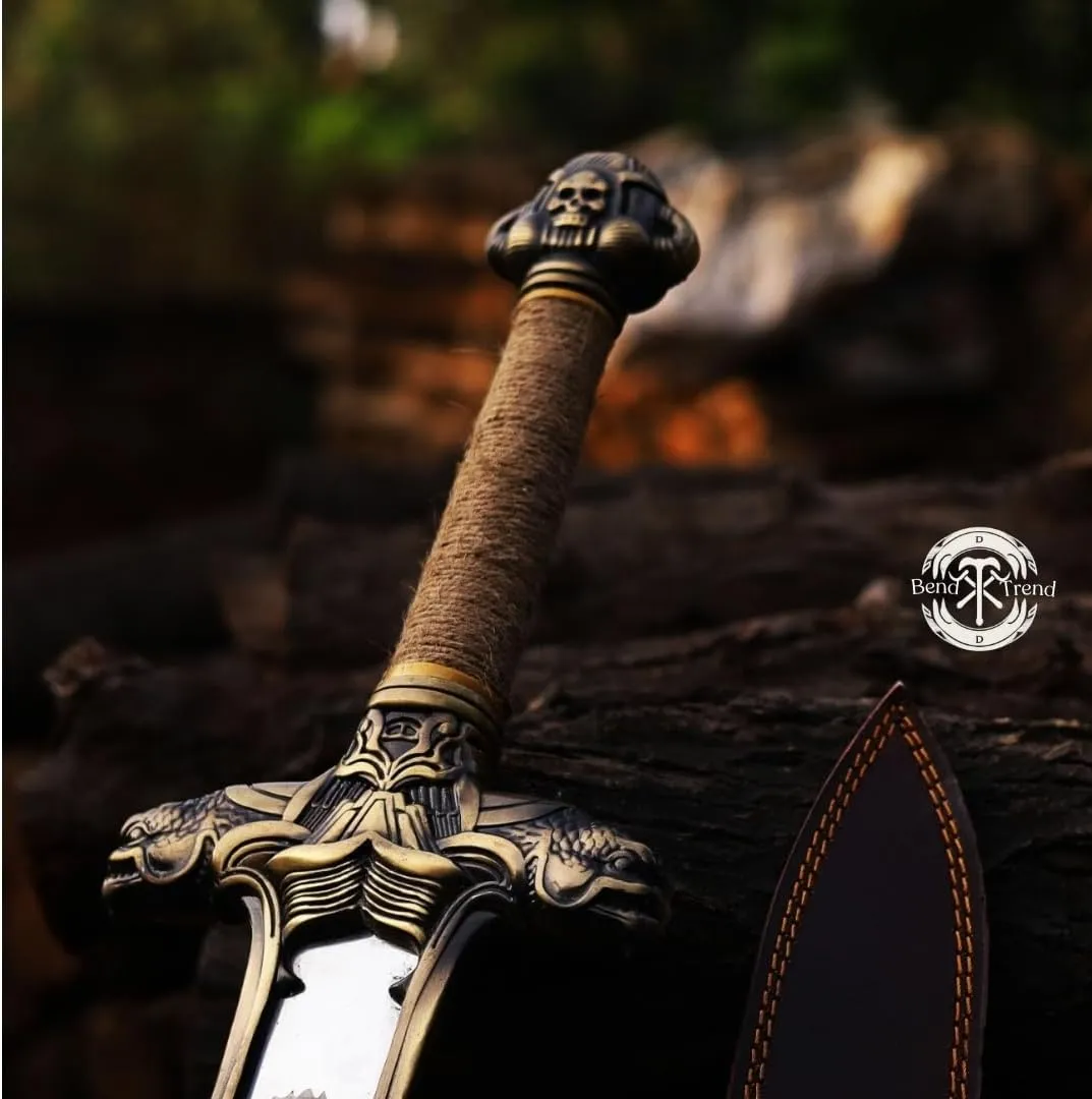 Handmade Viking Sword Battle Sword Real 5160 Carbon Steel Brass Fittings with Leather Sheath, Functional Sword Full Tang, King Sword - Medieval Fantasy Sword
