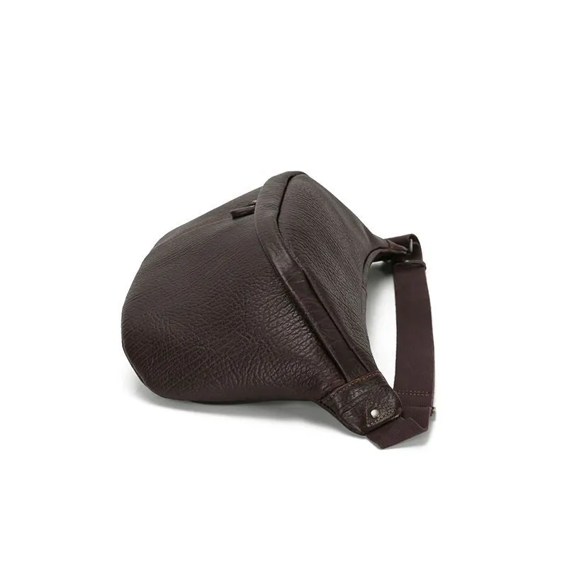 Handmade Vintage Waterproof Zipper Genuine Leather Men's Crossbody Bag