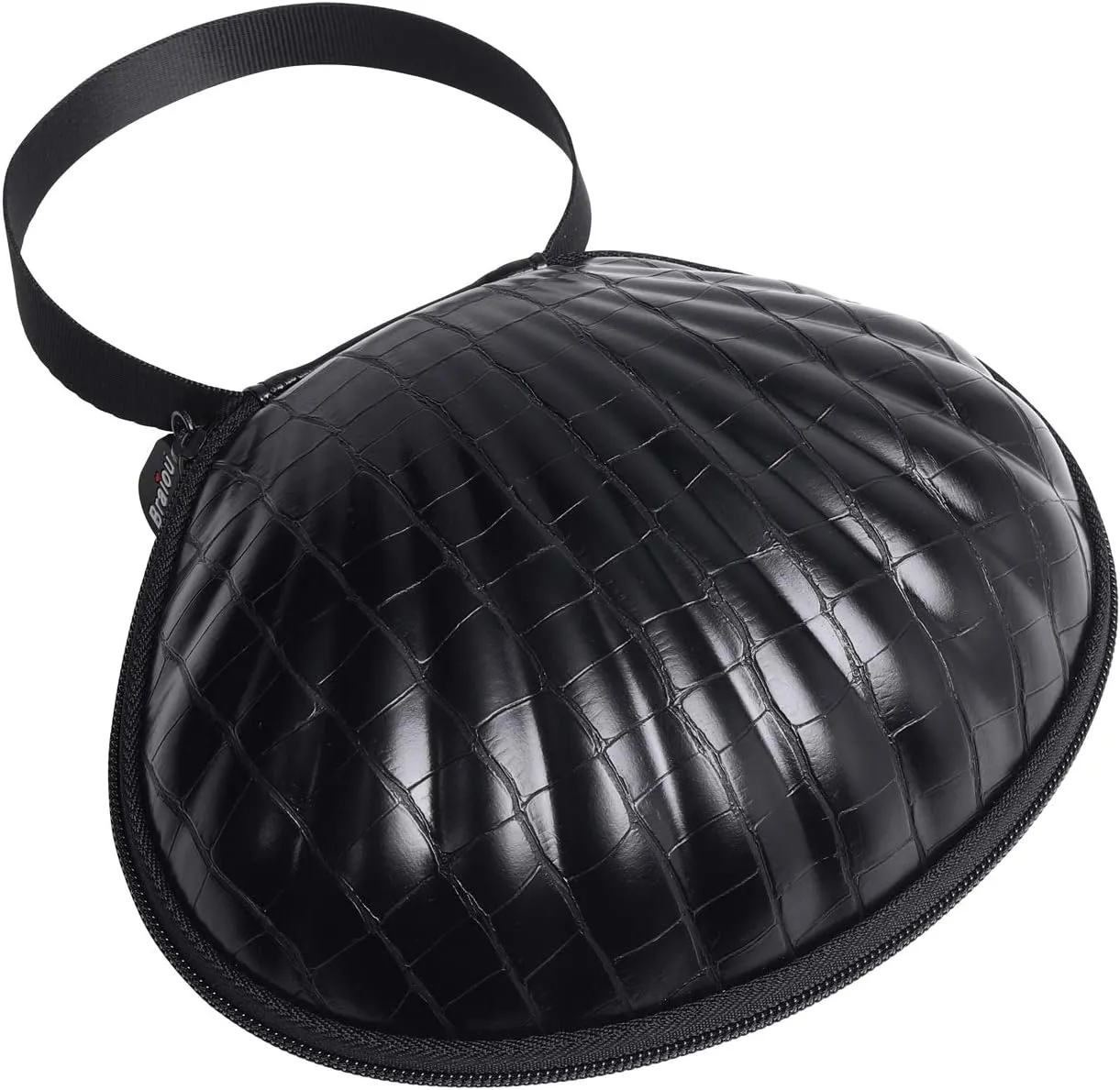 Hard Travel Case for Silicone Bras [A-C Cup] Premium Nubra Organizer Portable Lingerie Underwear Storage Bag (Crocodile, Black)