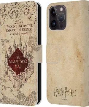 Head Case Designs Officially Licensed Harry Potter The Marauder's Map Prisoner of Azkaban II Leather Book Wallet Case Cover Compatible with Apple iPhone 15 Pro Max