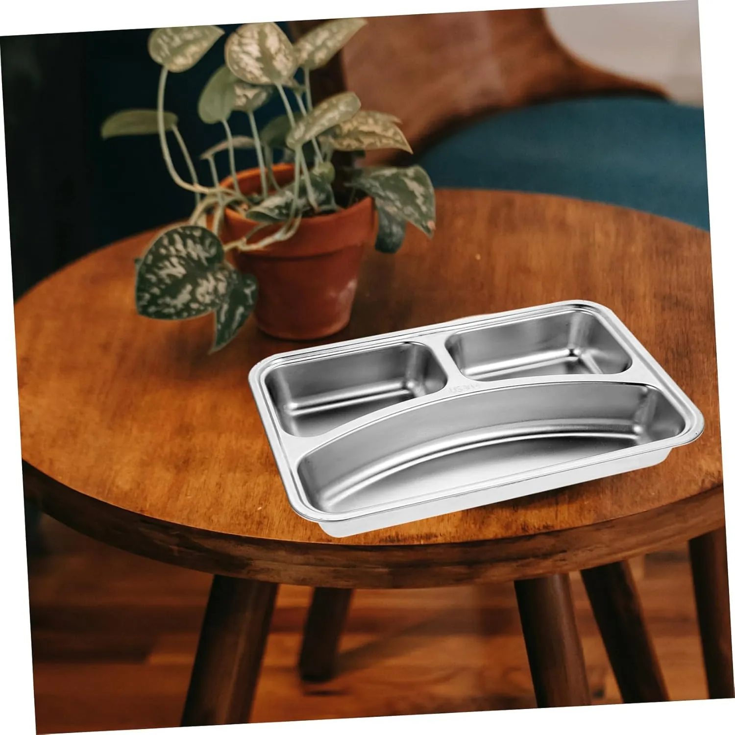 Hemoton 304 Meal Plate Divided Sectioned Adults Food Separator Plate Food Compartment Tray Compartment Plates Reusable Section Tray Lunch Dividers Stainless Steel Silver re-usable