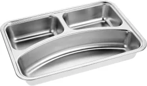 Hemoton 304 Meal Plate Divided Sectioned Adults Food Separator Plate Food Compartment Tray Compartment Plates Reusable Section Tray Lunch Dividers Stainless Steel Silver re-usable