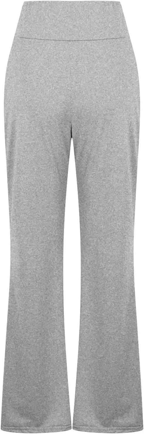 HGps8w Flared Yoga Pants for Women Drawstring High Waisted Casual Bootcut Leggings Comfy Lounge Sweatpants