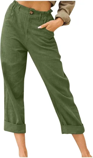 High Waisted Wide Leg Pants for Women Dressy Casual Loose Fit Summer Cropped Pant Trousers Resort Wear 2024