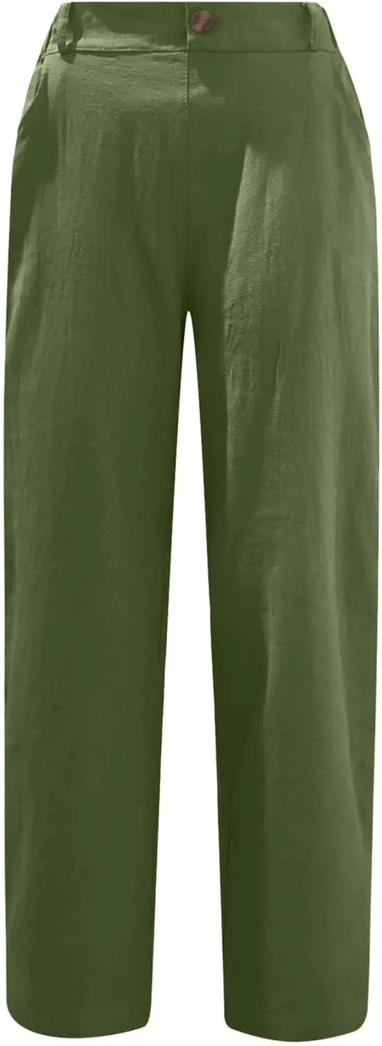 High Waisted Wide Leg Pants for Women Dressy Casual Loose Fit Summer Cropped Pant Trousers Resort Wear 2024