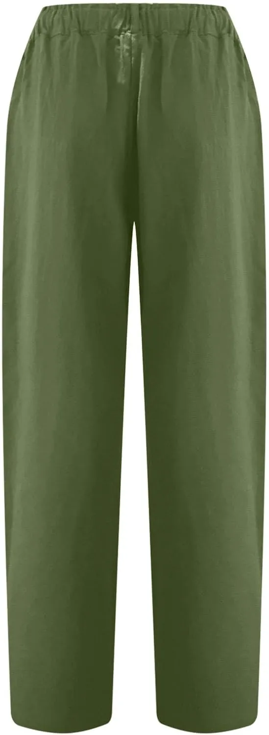 High Waisted Wide Leg Pants for Women Dressy Casual Loose Fit Summer Cropped Pant Trousers Resort Wear 2024